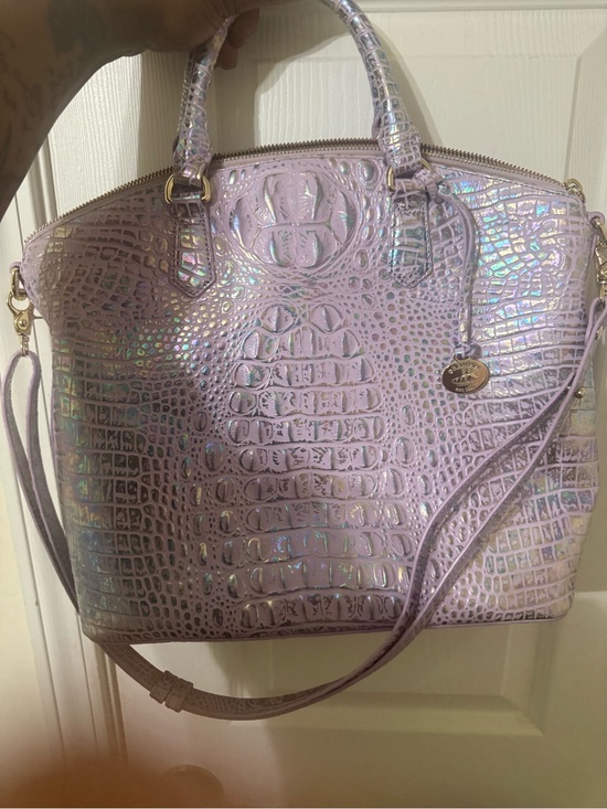 Brahmin Handbags - Brahmin Iridescent Lilac Croc-Embossed Satchel